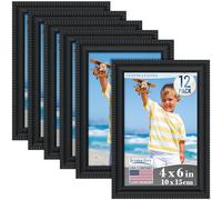 Icona Bay 4x6 Picture Frames (Black, 12 Pack), Beautifully Detailed Molding, Contemporary Picture Frame Set, Wall Mount or Table Top, Inspirations Collection
