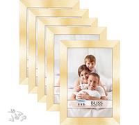 Icona Bay 4x6 Picture Frames (Gold, 5 Pack), Modern Style Wood Composite Frames Table Top or Wall Mount, Bliss Collection