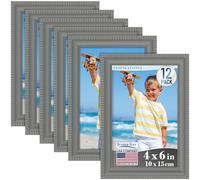 Icona Bay 4x6 Picture Frames (Gray, 12 Pack), Beautifully Detailed Molding, Contemporary Picture Frame Set, Wall Mount or Table Top, Inspirations Collection