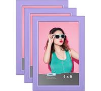 Icona Bay 4x6 Picture Frames (Purple, 3 Pack), Colored Solid Wood Scandinavian Style Frames for Photo, Pizzazz Collection