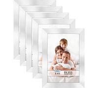 Icona Bay 4x6 Picture Frames (Silver, 5 Pack), Modern Style Wood Composite Frames Table Top or Wall Mount, Bliss Collection