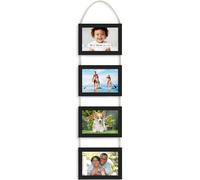 Icona Bay 4x6 Wall Hanging Picture Frames Collage w/ 4 Openings (Basic Black, 1 pack), Casual Style Wood Composite Frames, Wall Mount Only, Bliss Collection