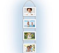Icona Bay 4x6 Wall Hanging Picture Frames Collage w/ 4 Openings (Winter White, 1 pack), Casual Style Wood Composite Frames, Wall Mount Only, Bliss Collection