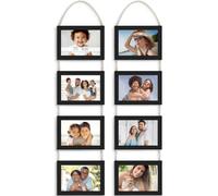 Icona Bay - 4x6 Wall Hanging Picture Frames Collage with 8 Openings - Basic Black, 2 Pack - Casual Style Engineered Wood Frames - Wall Mount Only - Bliss Collection