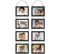 Icona Bay - 5x7 Wall Hanging Picture Frames Collage with 8 Openings - Basic Black, 2 Pack - Casual Style Engineered Wood Frames - Wall Mount Only - Bliss Collection