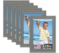 Icona Bay - 6x4 inch Picture Frames - Grey, 6 Pack - Beautifully Detailed Moulding - Contemporary Picture Frame Set - Wall Mount or Table Top - Inspirations Collection