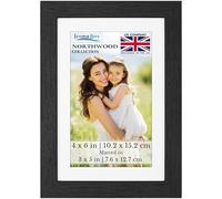 Icona Bay - 6x4 Photo Frame with Removable Mat for 5x3 Pictures - Black Balsam - Modern Wood Grain Style with Shatterproof Cover Sheet - Tabletop/Wall Mount - Northwood Collection