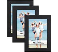 Icona Bay - 6x4 Picture Frames - Black, 3 Pack - Sturdy Engineered Wood Photo Frames 6 x 4 - Sleek Design, Table Top or Wall Mount - Exclusives Collection