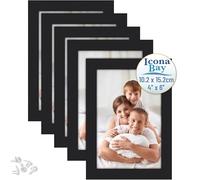 Icona Bay 6x4 Picture Frames (Black, 5 Pack), Modern Style Wood Composite Frames Table Top or Wall Mount, Bliss Collection