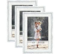 Icona Bay - 6x4 Picture Frames - Cloudy White, 3 Pack - Cape Cod Style 6 x 4 Photo Frames - Table Top or Wall Mount - Bayou Collection