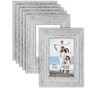 Icona Bay 6x4 Picture Frames (Speckled Grey, 6 Pack), French Country Style Picture Frame Set, Wall Mount or Table Top, Countryside Collection