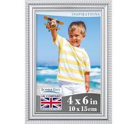 Icona Bay 6x4 Silver Picture Frame Beautifully Detailed Moulding, Contemporary Picture Frame, Wall Mount or Table Top, Inspirations Collection
