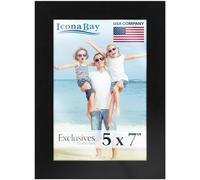 Icona Bay - 7x5 Black Picture Frame - Sturdy Engineered Wood Photo Frame - Sl esign, Table Top or Wall Mount - Exclusives Collection