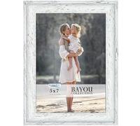 Icona Bay - 7x5 Cloudy White Picture Frame - Cape Cod Style 7 x 5 Photo Frame - Table Top or Wall Mount - Bayou Collection