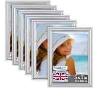 Icona Bay - 7x5 inch Picture Frames - Chrome Silver, 6 Pack - Beautifully Detailed Moulding - Contemporary Picture Frame Set - Wall Mount or Table Top - Inspirations Collection
