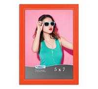 Icona Bay 7x5 Orange Picture Frame, Coloured Solid Wood Scandinavian Style Frame for Photo, Pizzazz Collection