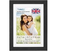 Icona Bay - 7x5 Photo Frame with Removable Mat for 6x4 Pictures - Black Balsam - Modern Wood Grain Style with Shatterproof Cover Sheet - Tabletop/Wall Mount - Northwood Collection