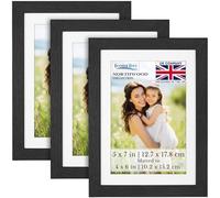 Icona Bay - 7x5 Photo Frames with Removable Mat for 6x4 Pictures - Black Balsam, 3 Pack - Modern Wood Grain Style with Shatterproof Cover Sheet - Tabletop/Wall Mount - Northwood Collection