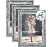 Icona Bay - 7x5 Picture Frames - Azure Grey, 3 Pack - Cape Cod Style 7 x 5 Photo Frames - Table Top or Wall Mount - Bayou Collection