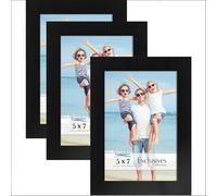 Icona Bay - 7x5 Picture Frames - Black, 3 Pack - Sturdy Engineered Wood Photo Frames 7 x 5 - Sl esign, Table Top or Wall Mount - Exclusives Collection
