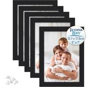 Icona Bay - 7x5 Picture Frames - Black, 5 Pack - Modern Style Wood Composite Frames - Table Top or Wall Mount - Bliss Collection
