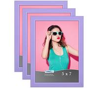 Icona Bay 7x5 Picture Frames (Purple, 3 Pack), Coloured Solid Wood Scandinavian Style Frames for Photos, Pizzazz Collection