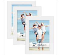 Icona Bay - 7x5 Picture Frames - White, 3 Pack - Sturdy Engineered Wood Photo Frames 7 x 5 - Sleek Design, Table Top or Wall Mount - Exclusives Collection