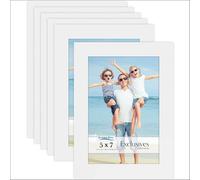 Icona Bay - 7x5 Picture Frames - White, 6 Pack - Sturdy Engineered Wood Photo Frames 7 x 5 - Sl esign, Table Top or Wall Mount - Exclusives Collection