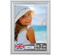 Icona Bay 7x5 Silver Picture Frame Beautifully Detailed Moulding, Contemporary Picture Frame, Wall Mount or Table Top, Inspirations Collection