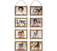 Icona Bay 7x5 Wall Hanging Picture Frames Collage w/ 8 Openings (Rustic Brown, 2 Pack), Casual Style Wood Composite Frames, Wall Mount Only, Bliss Collection