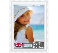 Icona Bay 7x5 White Picture Frame Beautifully Detailed Moulding, Contemporary Picture Frame, Wall Mount or Table Top, Inspirations Collection