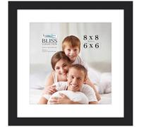 Icona Bay - 8x8 Black Picture Frame with Removable Mat to 6x6 Photo - Modern Style Engineered Wood Picture Frame - Table Top or Wall Mount - Bliss Collection