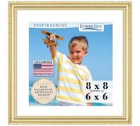 Icona Bay - 8x8 Gold Picture Frame with Removable Mat for 6x6 Photo - Beautifully Detailed Molding - Contemporary Picture Frame - Wall Mount or Table Top - Inspirations Collection