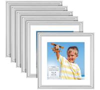 Icona Bay - 8x8 Picture Frames with Removable Mat for 6x6 Photos - Silver, 6 Pack - Beautifully Detailed Molding - Contemporary Picture Frames - Wall Mount or Table Top - Inspirations Collection