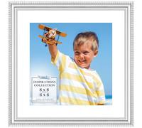 Icona Bay - 8x8 Silver Picture Frame with Removable Mat for 6x6 Photo - Beautifully Detailed Molding - Contemporary Picture Frame - Wall Mount or Table Top - Inspirations Collection