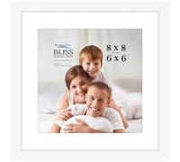 Icona Bay - 8x8 White Picture Frame with Removable Mat to 6x6 Photo - Modern Style Engineered Wood Picture Frame - Table Top or Wall Mount - Bliss Collection