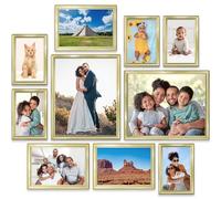 Icona Bay Combination Gold Picture Frames Set - 10 PC (Five 4x6, Three 5x7, Two 8x10), Classy Contemporary Style, Maestro Collection for Wall Gallery
