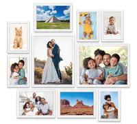Icona Bay Combination White Picture Frames Set - 10 PC (Five 4x6, Three 5x7, Two 8x10), Classy Contemporary Style, Maestro Collection for Wall Gallery