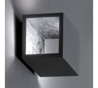 ICONE Cubò LED wall light, 10 W, titanium/silver