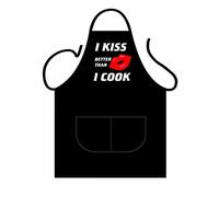 Iconic Aprons I Kiss Better Than I Cook Apron, Polyester-Cotton, Multi-Colour, 90 x 69 x 0.1 cm