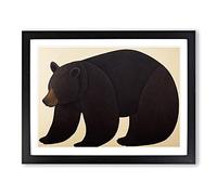 Iconic Bear WHT Framed Wall Art Print A2 Black