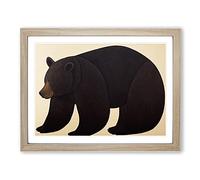 Iconic Bear WHT Framed Wall Art Print A2 Oak
