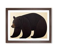 Iconic Bear WHT Framed Wall Art Print A2 Walnut
