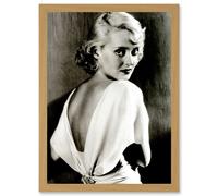 Iconic Bette Davis Hollywood Actress A4 Artwork Framed Wall Art Print Artery8 Light Oak One Size