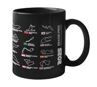 Iconic Coasters 2025 Grand Prix Calendar Formula Race Tracks Mug 2025 Season Circuit Design One Gift