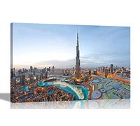 Iconic Dubai Landscape with Burj Khalifa Framed Canvas Pictures City Prints for Home Living Room Office Hanging Wall Art 101 x 76cm (40 x 30 inches)