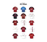 Iconic Football Shirts of Associazione Calcio Milan, Historic Jersey Timeline, A4 Wall Art Poster Print (print only)