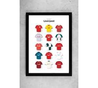 Iconic Football Shirts of Liverpool, Historic Jersey Timeline, A4 Framed Wall Art Poster Print (Frame 31 x 23 cms)