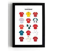 Iconic Football Shirts of Liverpool, Historic Jersey Timeline, A5 Wall Art Poster Print (frame 21 x 16 cms)