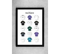 Iconic Football Shirts of 'Los Galácticos' Real Madrid Historic Jersey Timeline, A4 Framed Wall Art Poster Print (Frame 31 x 23 cms)